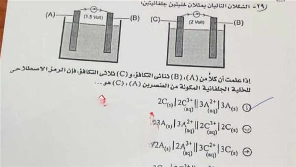 امتحان الكيمياء ثانوية عامة 2023